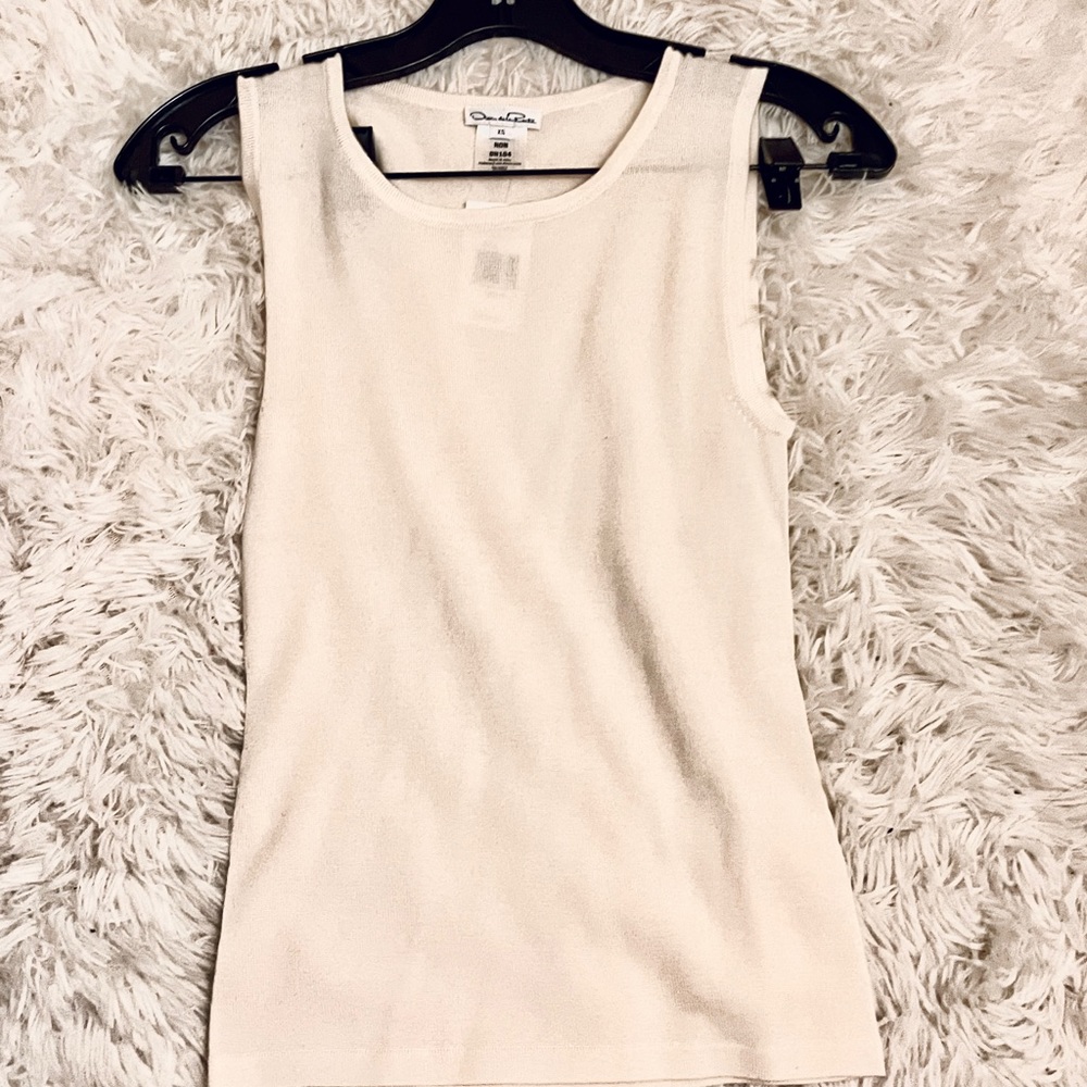 Oscar De La Renta Ivory Cashmere Tank Top